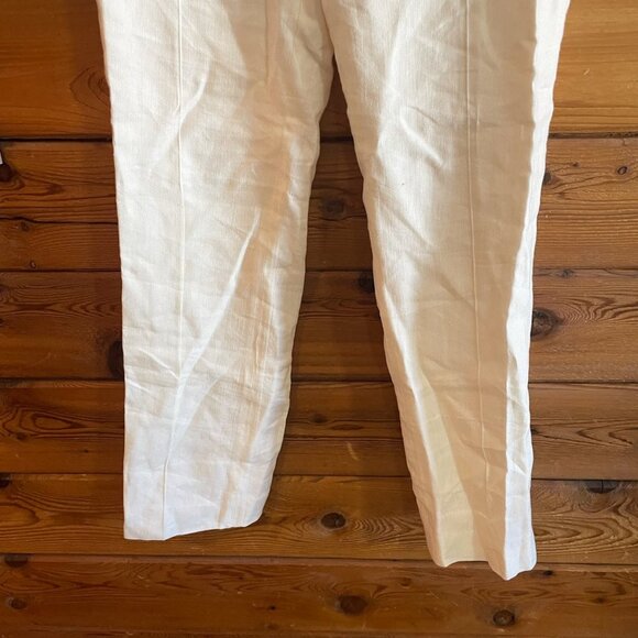 NWT Jones New York Womens White Linen Blend Straight Leg Pants Size 2 Petite - Picture 3 of 10